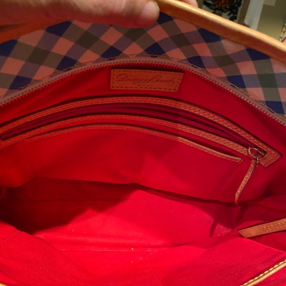 Dooney & Bourke Plaid Green and Blue Canvas Tote - Picture 6 of 15